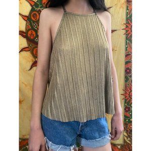 Free people flowy gold ribbed tank
